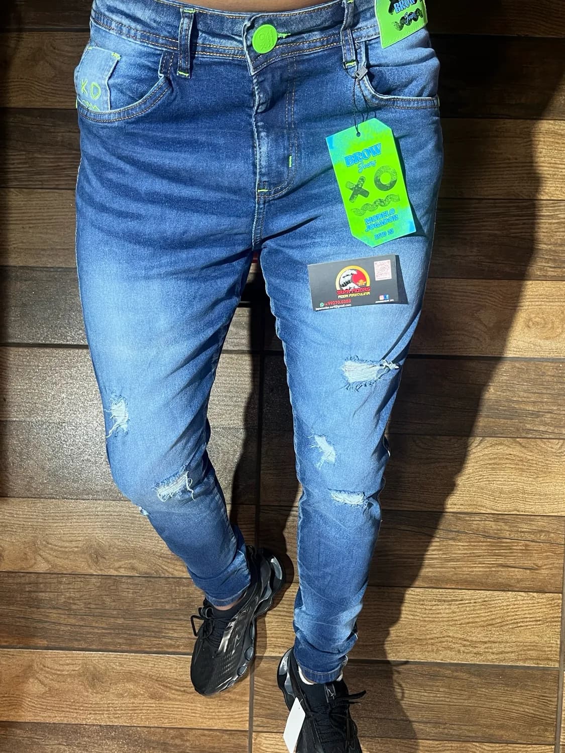 Calça jeans jogador azul médio